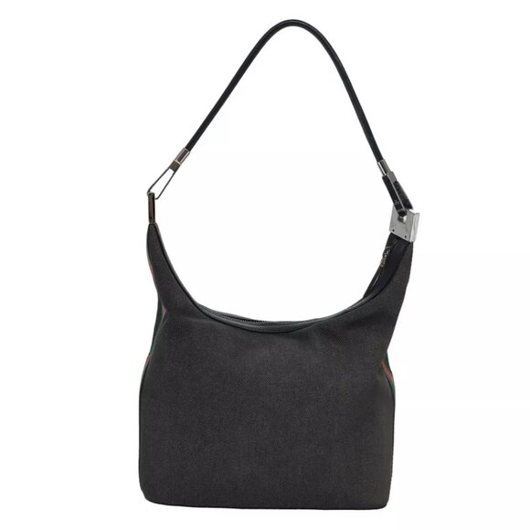 GUCCI Web Sherry Line Shoulder Bag Canvas Gray Red Green - Picture 1 of 16